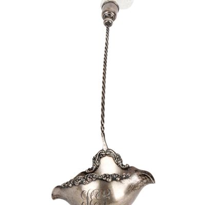 Sale Photo Thumbnail #26: Sterling Silver Ladle, American Brilliant Period Cut Crystal Handle
