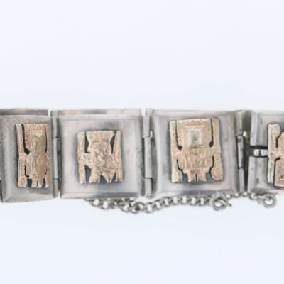Sale Photo Thumbnail #2: Silver and 14K Gold Peruvian Bracelet