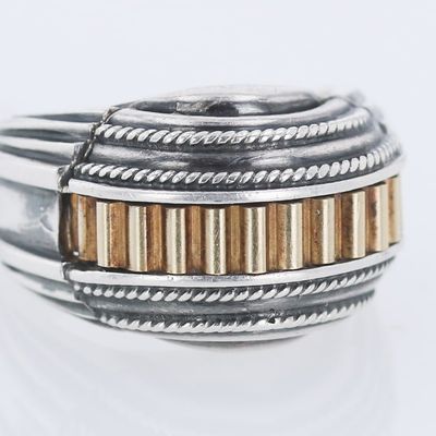 Sale Photo Thumbnail #12: Silver and 18K Gold Ring, SDK