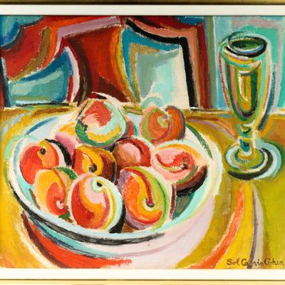 Sale Photo Thumbnail #462: Sol Calvin Cohen (American, 1930-2004) Peaches, Expressionist Still Life