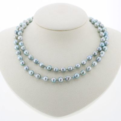 Sale Photo Thumbnail #3: 14K Blue Pearl Necklace