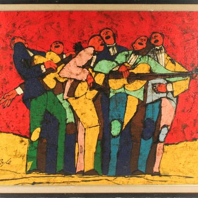 Sale Photo Thumbnail #490: Mid Century Painting of Musicians, Signed Coyle