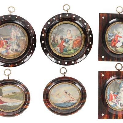 Sale Photo Thumbnail #98: Six Figural Miniature Paintings & Prints