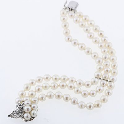 Sale Photo Thumbnail #8: 14K Diamond and Pearl Bracelet
