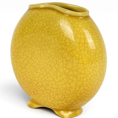 Sale Photo Thumbnail #304: Robertson Hollywood Pottery Yellow Crackle Glaze Vase
