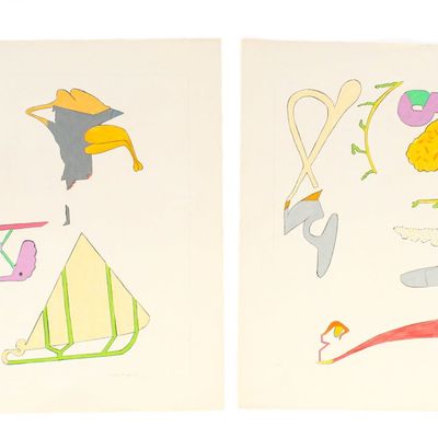Sale Photo Thumbnail #432: Rodger LaPelle (American, 1936-2020) Two Mixed Media Works