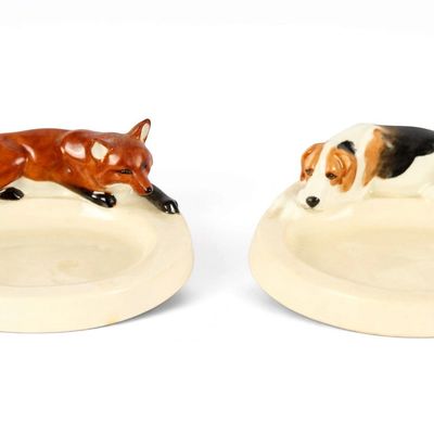 Sale Photo Thumbnail #175: Doris Lindner Fox and Hound Trinket Dishes, Royal Worcester