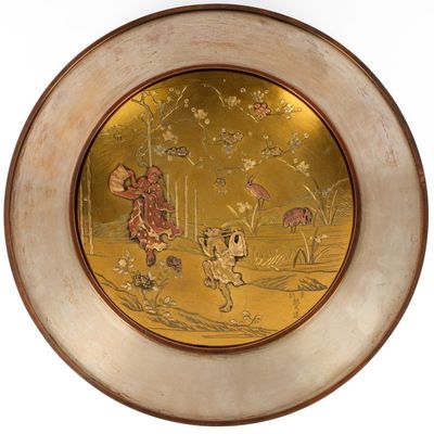 Sale Photo Thumbnail #337: Japanese Meiji Mixed Metal and Gilt-Bronze Charger Plate