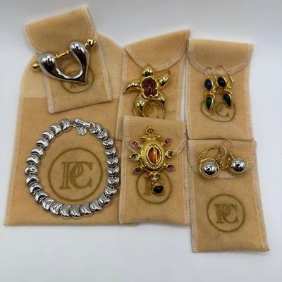 Sale Photo Thumbnail #221: PC Costume Jewelry Collection Bracelet Brooches Earrings Silver Gold Tone