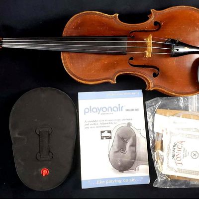 Sale Photo Thumbnail #424: De Salo or Steiner Style Violin with Extra Strings Bow and Shoulder Rest
