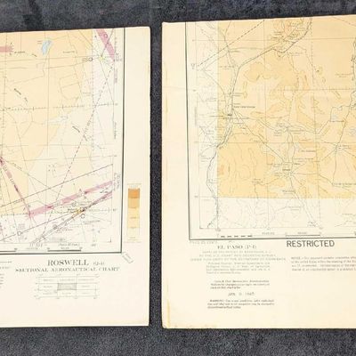 Sale Photo Thumbnail #427: 2 EL Paso And Roswell Sectional Aeronautical Charts