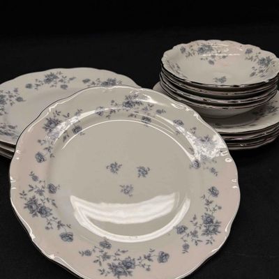 12pc Vintage Johann Haviland Blue Garland Appetizer Plates Set