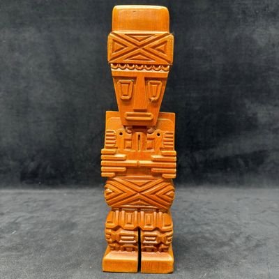 Sale Photo Thumbnail #477: Hand Carved Wooden Figure Tiki Aztec Incan Polynesian Style Design Wood Figure