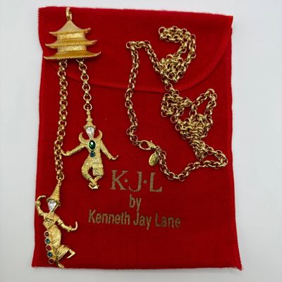 Sale Photo Thumbnail #182: KJL Kenneth Jay Lane Figural Dancer Pagoda Pendant Necklace