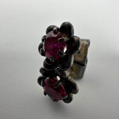Sale Photo Thumbnail #124: Red Sapphire Floral Shaped Flower Earrings AB3