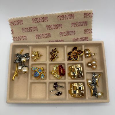 Sale Photo Thumbnail #222: Collection of Joan Rivers Costume Jewelry Brooches and Earrings Floral Bee Style