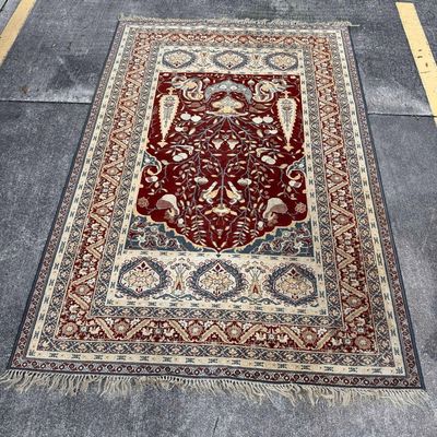 Sale Photo Thumbnail #341: Vintage Hand Woven Traditional Floral Medallion Rug Handmade Wool Decor