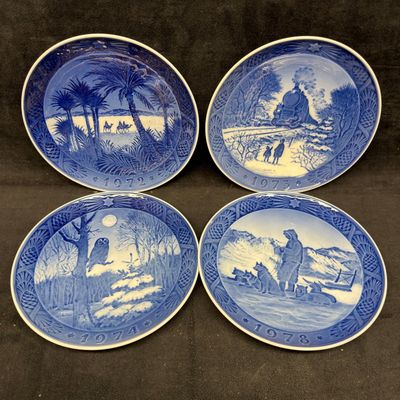 Four Royal Copenhagen Christmas Blue Plates 1972 to 1974 and 1978