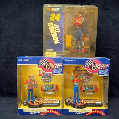 Jeff Gordon NASCAR Action Figure and Winners Circle Lot Three