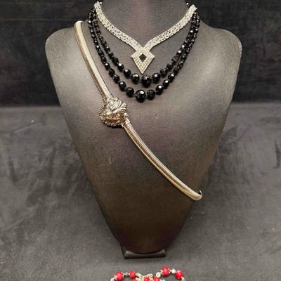 4pc Red Black and Silver Lion Jewelry Lot