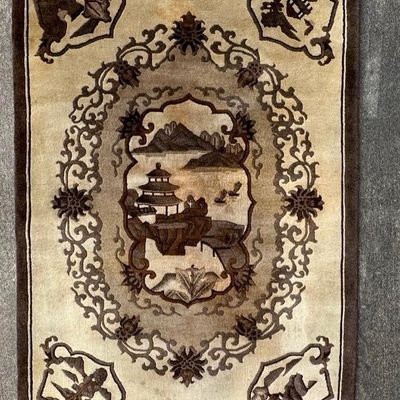 Sale Photo Thumbnail #278: 4'x6' Oriental Rug With Building & Mountains