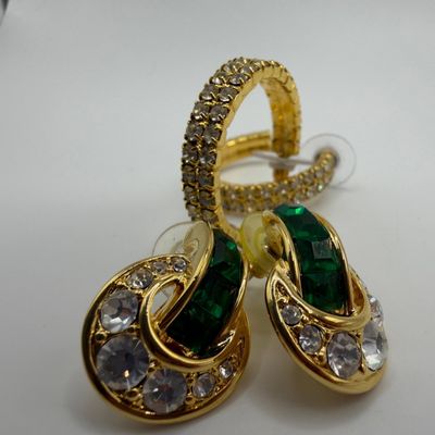 Sale Photo Thumbnail #215: Nolan Miller Crystal Rhinestone Accent Costume Earrings HG28 Two Pairs