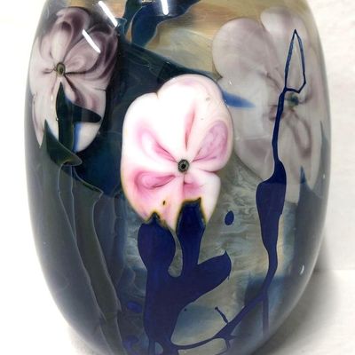 Sale Photo Thumbnail #439: Vintage 1978 - Josh Simpson Art Glass Paperweight Vase - Signed & Dated