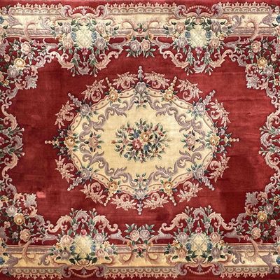 Sale Photo Thumbnail #163: Classic Red Floral Medallion Area Rug 10 x 14 Aubusson Savonnerie Style R155