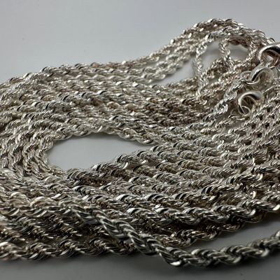 Silver Plated Twist French Rope Style Chain Necklace 3 Pieces