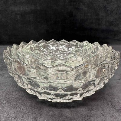 Sale Photo Thumbnail #308: Fostoria American Clear Glass Cubist Cube Design Serving Bowl Set Four Bowls