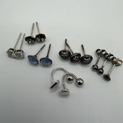 Sale Photo Thumbnail #149: Group of Sterling Silver 925 Gemstone CZ Stud Earrings