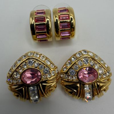 Sale Photo Thumbnail #203: Nolan Miller Pink Crystal Costume Earrings HG26