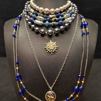5pc Royal Blue Dutch Hex Necklace Lot