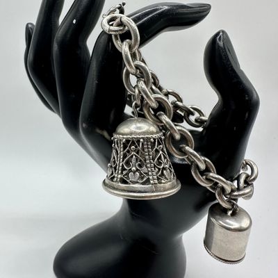 Sale Photo Thumbnail #130: Sterling Silver Three Charm Bracelet Truart Danecraft M34