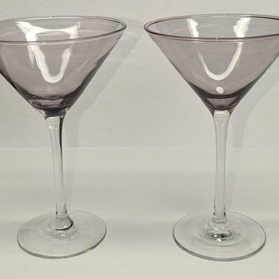 Sale Photo Thumbnail #385: 2 Vintage Glass Martini Glasses B