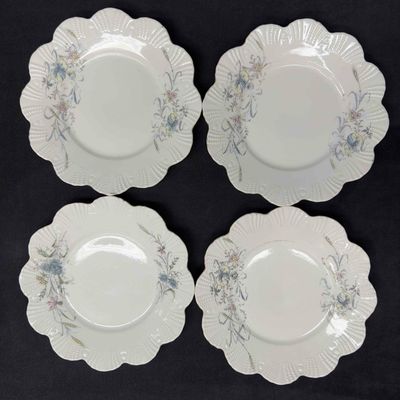 Sale Photo Thumbnail #320: Milk White Floral Kitchenware Plates Set Four Salad Plate Lot