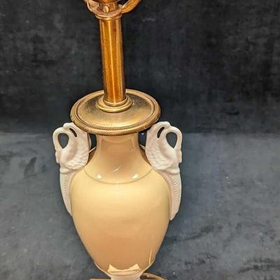 Sale Photo Thumbnail #261: Vintage Art Deco Style Double Swan Porcelain Lamp