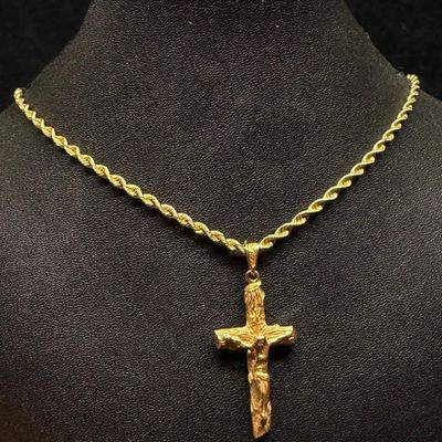 Sale Photo Thumbnail #357: 14k Gold Crucifix on 22.5" Rope Chain