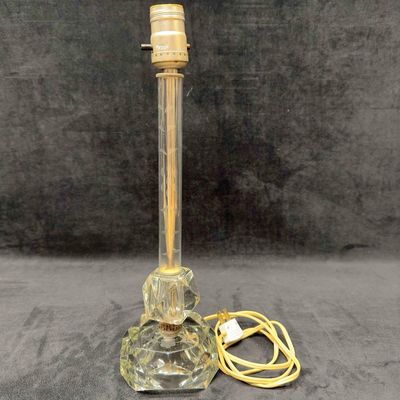 Sale Photo Thumbnail #241: Etched Glass Crystal Table Lamp Floral Flower Design