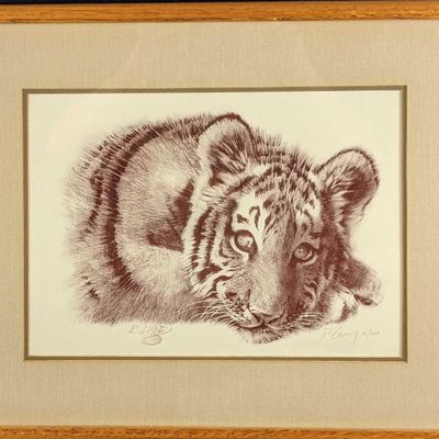 Sale Photo Thumbnail #134: Framed LE Lithograph Print Tiger Cub