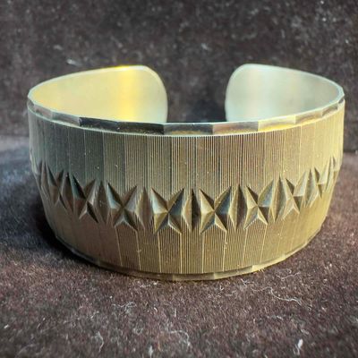 Sale Photo Thumbnail #422: Gorham Sterling Satin Finish Style Carved Accent Cuff Bracelet