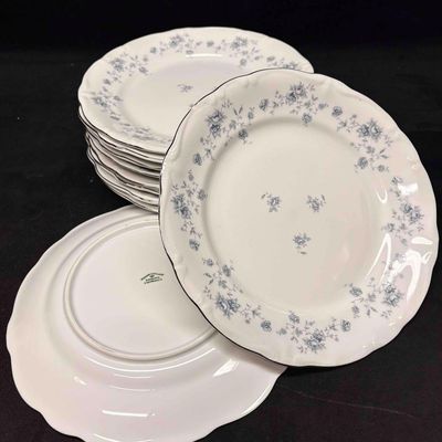 10pc Vintage Johann Haviland Blue Garland Dinner Plates Set