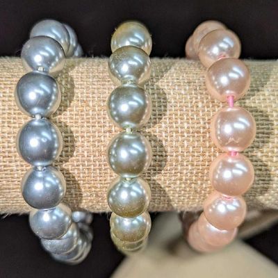 Sale Photo Thumbnail #327: 3 Vintage Stretch Faux Pearl Bracelets