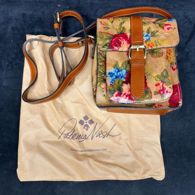 Sale Photo Thumbnail #452: Patricia Nash Floral Leather Crossbody Bag with Dust Bag