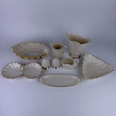 Sale Photo Thumbnail #480: Lenox Ivory Tone Cream Colored Porcelain Decorative Serveware Table Accessories 9 Pc Swan