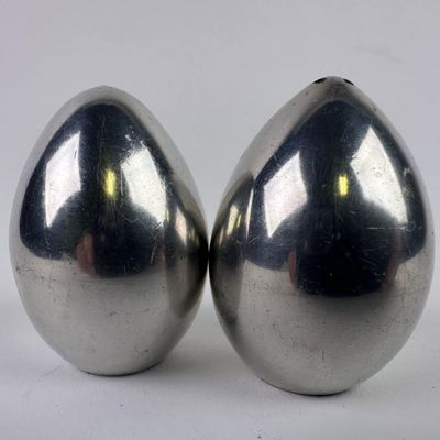 Lenox Pewter Egg Shaped Salt and Pepper Shakers Modernist Minimalist Style