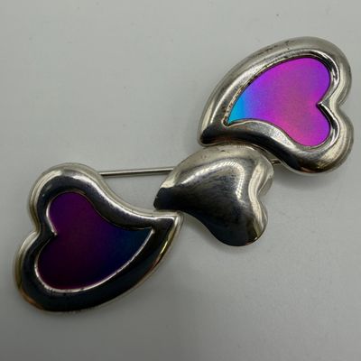 Sale Photo Thumbnail #158: Triple Heart 925 Sterling Silver Brooch