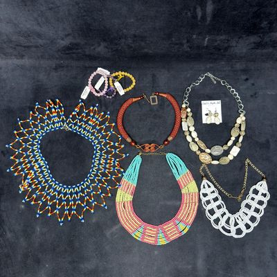 Sale Photo Thumbnail #193: Collection of Artisan Beaded Necklaces Stone Jewelry and Fashion Accessories