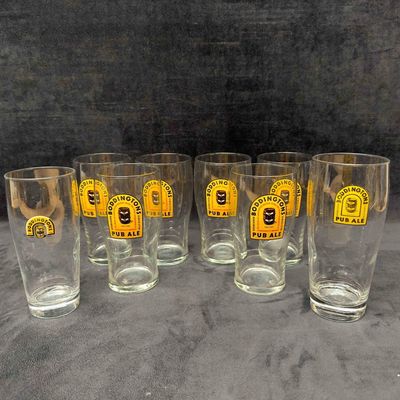 Sale Photo Thumbnail #406: Boddingtons Pub Ale Beer Brewery Glass Collection Set Lot of 8 Eight Cocktail Pint Glasses