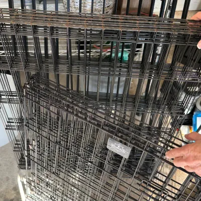 Sale Photo Thumbnail #208: Petmaker folding black wire dog crate, shown collapsed for storage and transport.